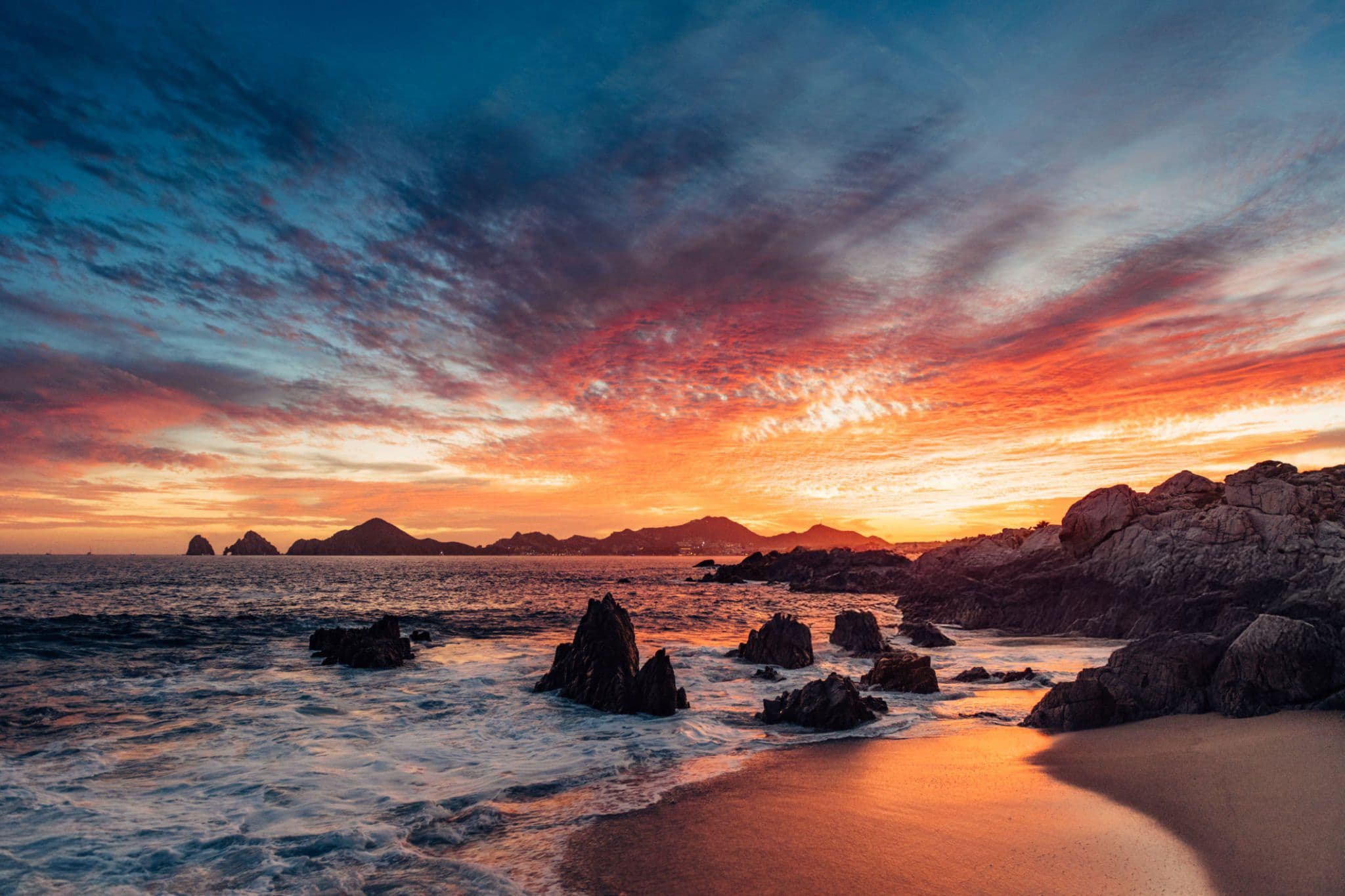 the beach at sunset