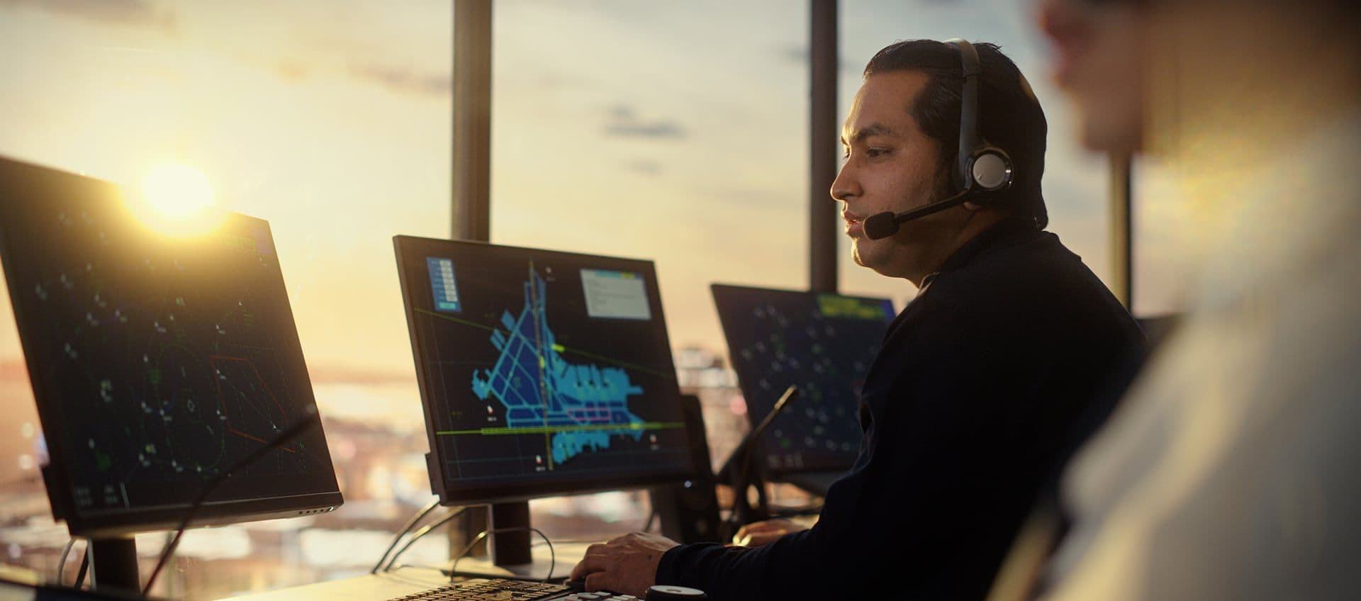 Command center worker
