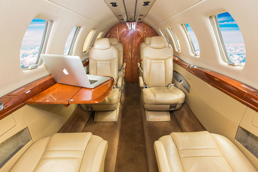 Cessna Citation CJ3 private jet interior